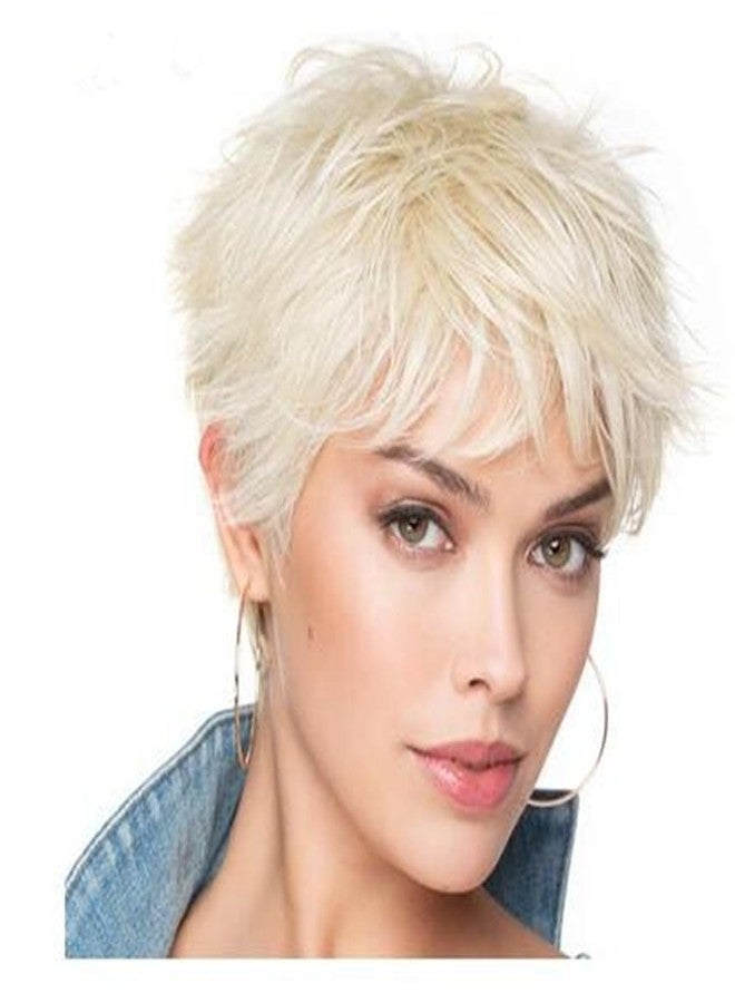 Wiwige Short Blonde Wig for Women Short Pixie Cut Platinum Blonde Hair Wig with Bangs Costume Halloween Cosplay Party Synthetic Wig - Image 1